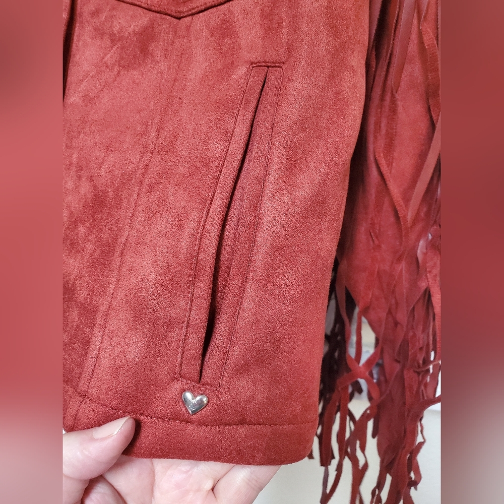 Sold Out Juicy Couture Faux Leather Fringe Trucker Jacket XS Rare NWT - Picture 4 of 16
